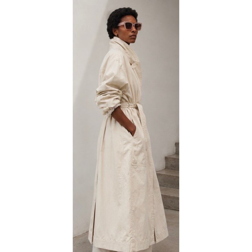 Isabel Marant Etoile Oversized Cotton Trench Coat Cream FR34 US2 - Picture 3 of 13